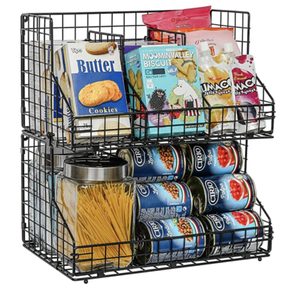 Stackable Wire Baskets with Removable Dividers