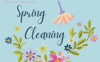 spring cleaning clever girl organizing duster and flowers